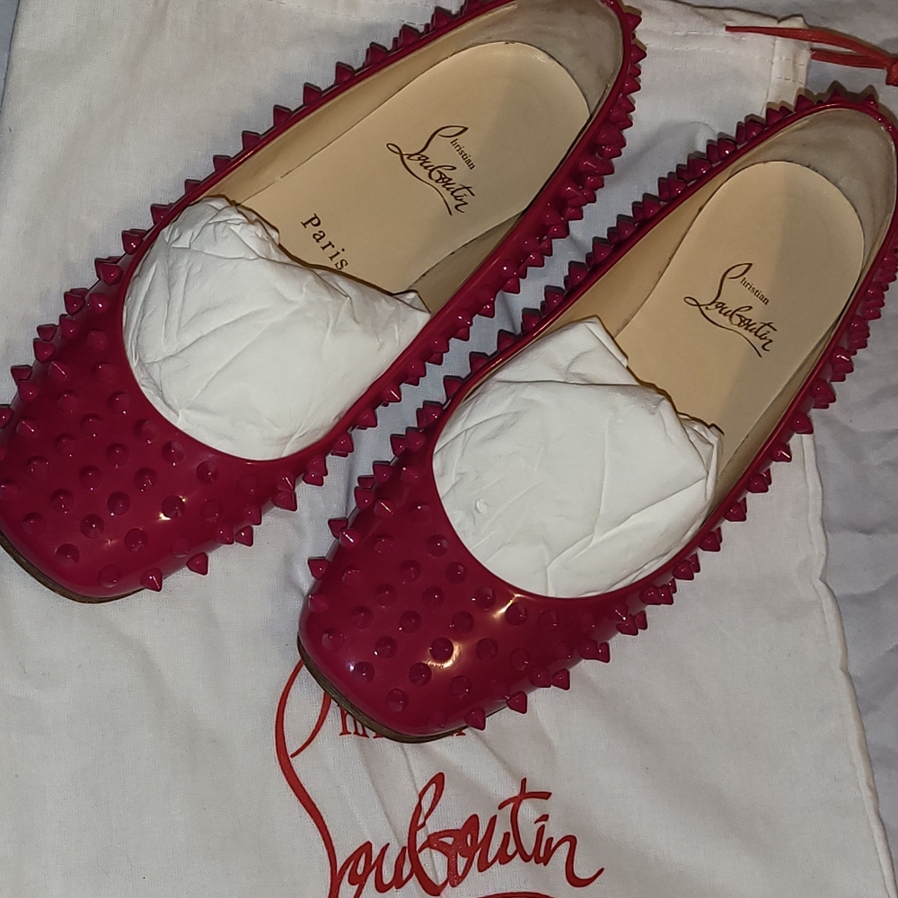Christian Louboutin Spiked Flats (Pink)